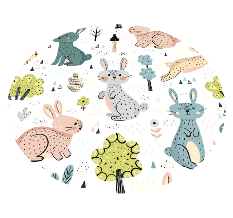 비닐 카펫 보육 원형 토끼 설명 - TenStickers