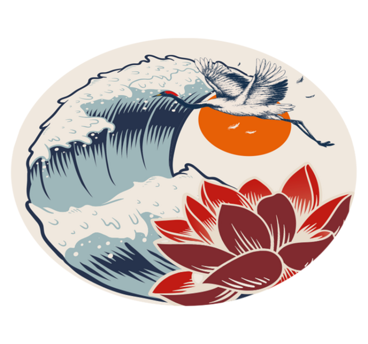 비닐 카펫 동물 크레인 바다 일몰 - TenStickers