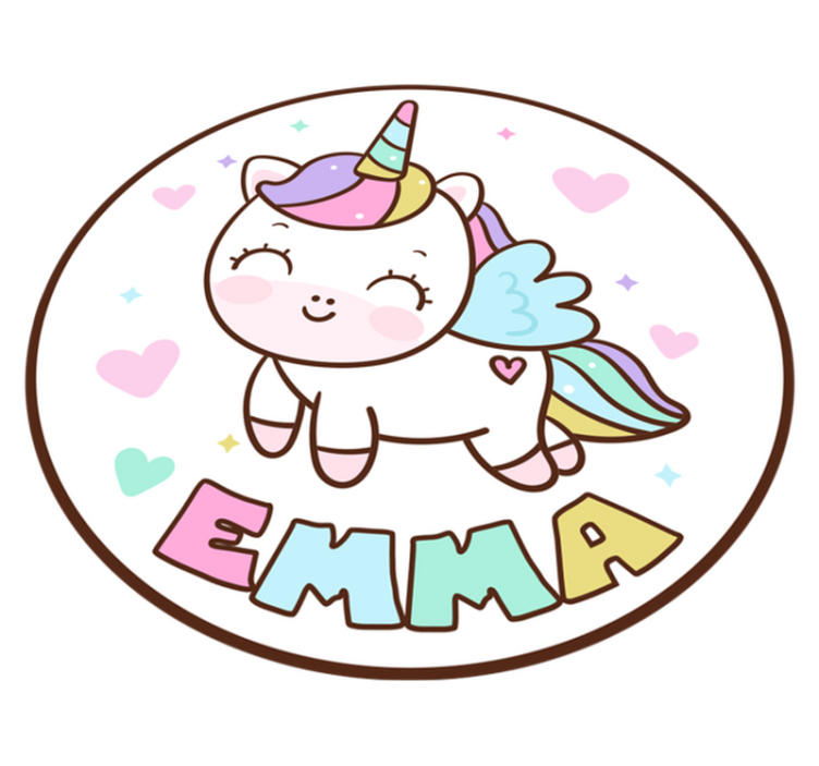 이름을 가진 멋진 유니콘 소녀 비닐 깔개 - TenStickers