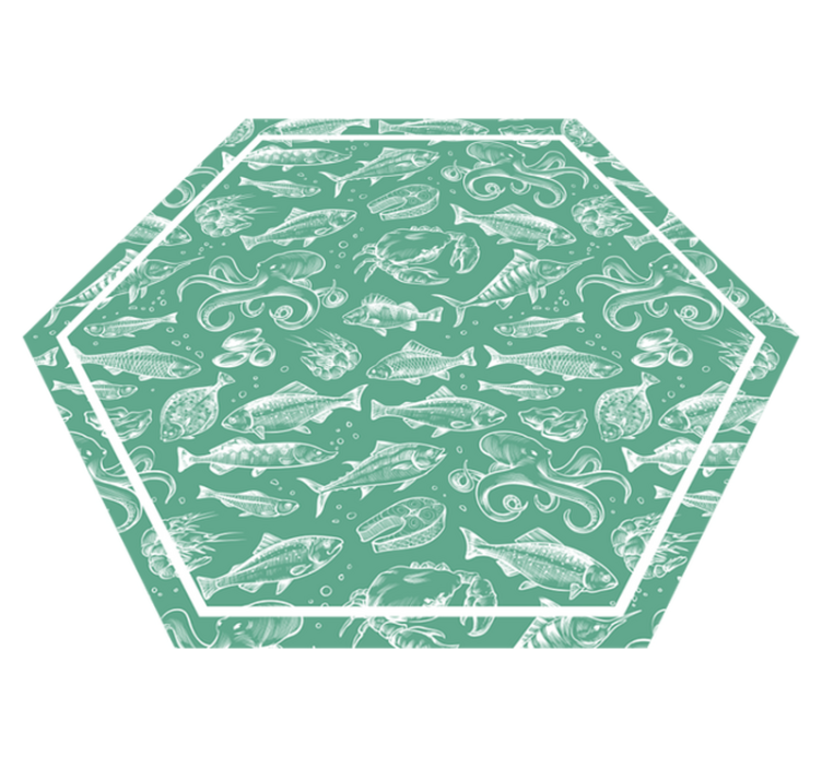 스케치 물고기 손으로 그리는 동물 비닐 깔개 - TenStickers