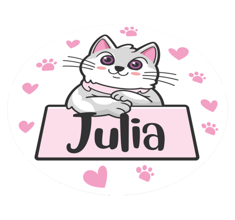 이름이있는 비닐 카펫 맞춤형 고양이 - TenStickers