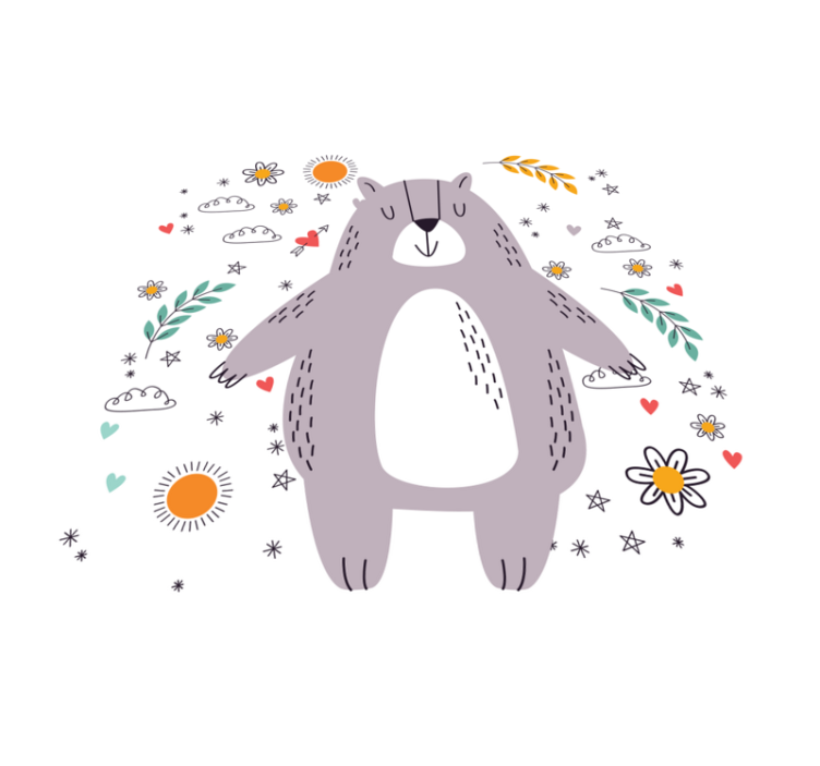 귀여운 꽃 곰 동물 깔개 - TenStickers