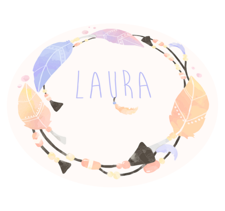 이름이있는 비닐 카펫 맞춤형 깃털 원형 - TenStickers