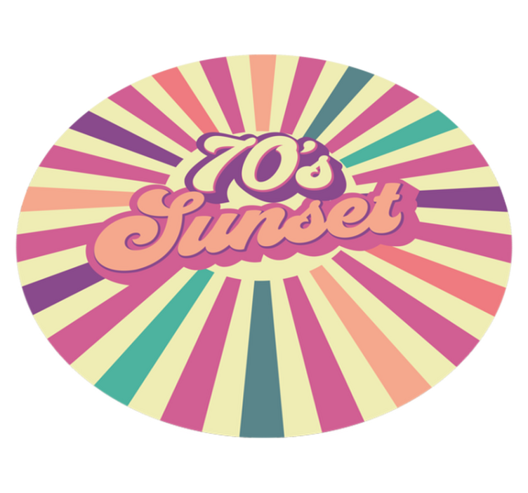 문구와 함께 비닐 양탄자 70년대 석양 감성 - TenStickers