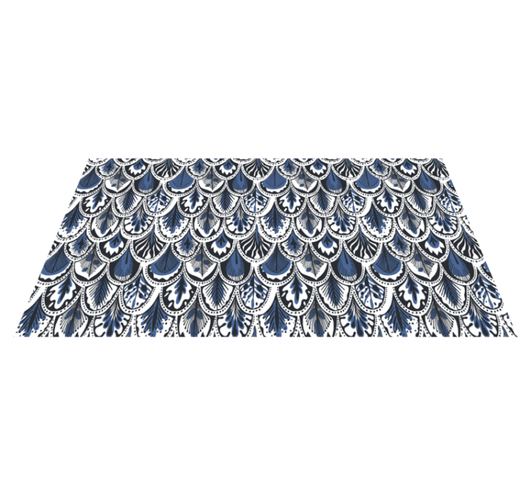 파랑 새 깃털 동물 인쇄 비닐 깔개 - TenStickers