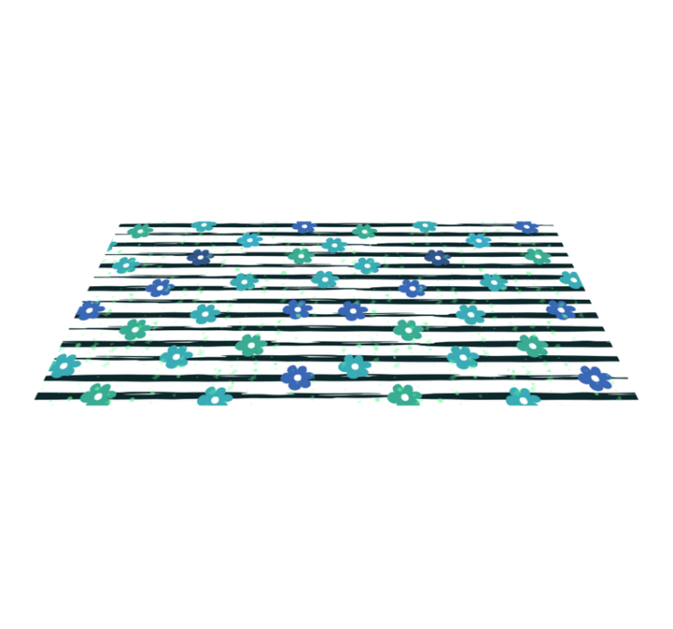 비닐 주방 카펫 꽃무늬 스트라이프 디자인 - TenStickers