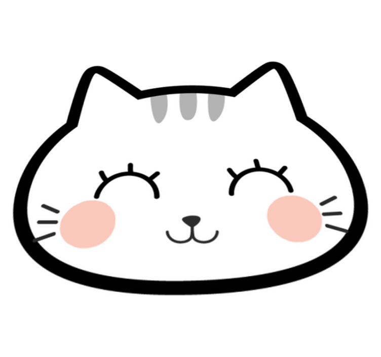 행복 귀여운 고양이 얼굴 비닐 러그 - TenStickers