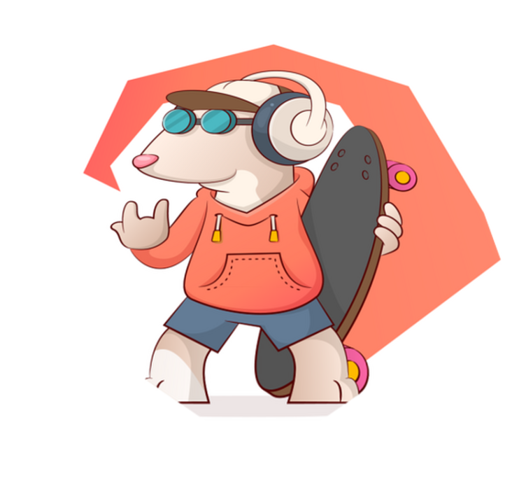 스케이트 보드 청소년 비닐 양탄자에 개 - TenStickers