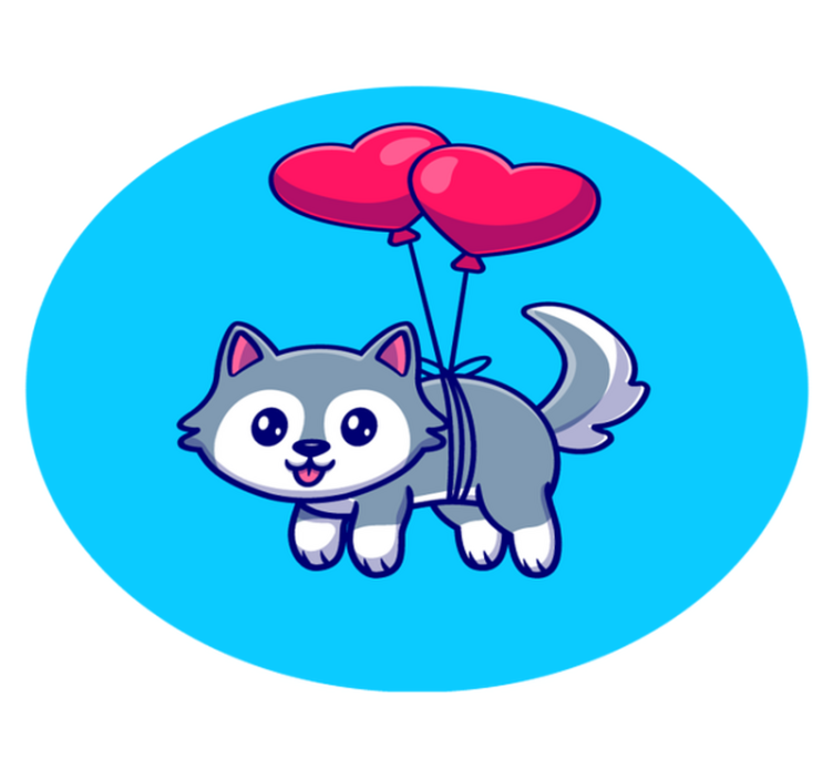 비닐 카펫 동물 아기 늑대와 풍선 - TenStickers