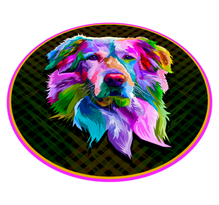 비닐 카펫 동물 다채로운 개 그림 - TenStickers