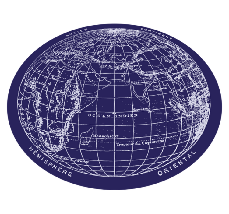 원형 세계지도 비닐 러그 - TenStickers