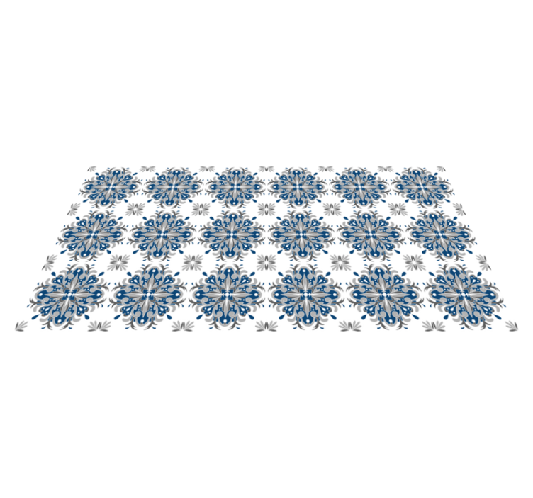 모자이크 효과 비닐 카펫 우아한 블루 플로럴 - TenStickers