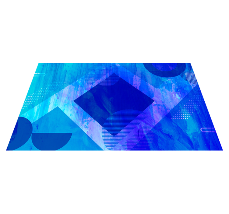 미니멀리스트 효과 비닐 카펫 블루 기하학 무늬 - TenStickers