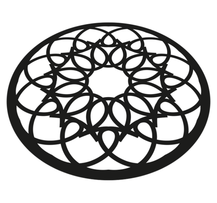 만다라 비닐 카펫 복잡한 검은 패턴 - TenStickers