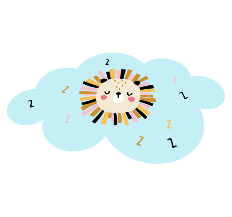 어린 이용 비닐 카펫 졸린 사자 구름 - TenStickers