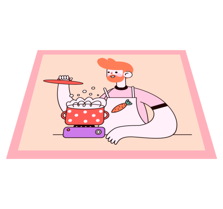 비닐 주방 카펫 빨간 머리 남자가 요리하는 모습 - TenStickers