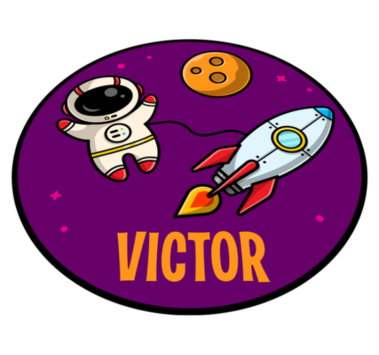 보라색 사용자 지정 매트에 행성과 우주 비행사 - TenStickers