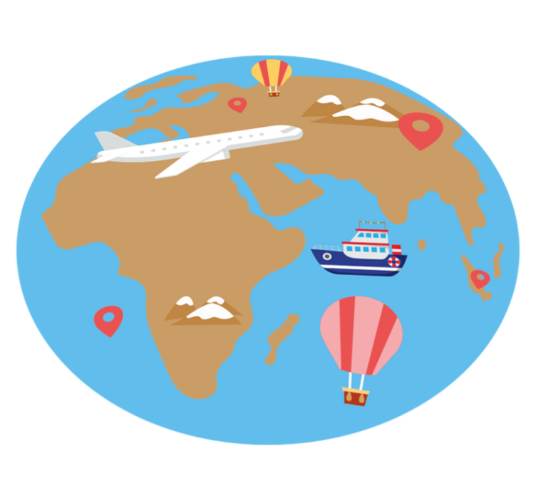 세계 지도 비닐 카펫 여행에서 영감을 받은 모험 - TenStickers