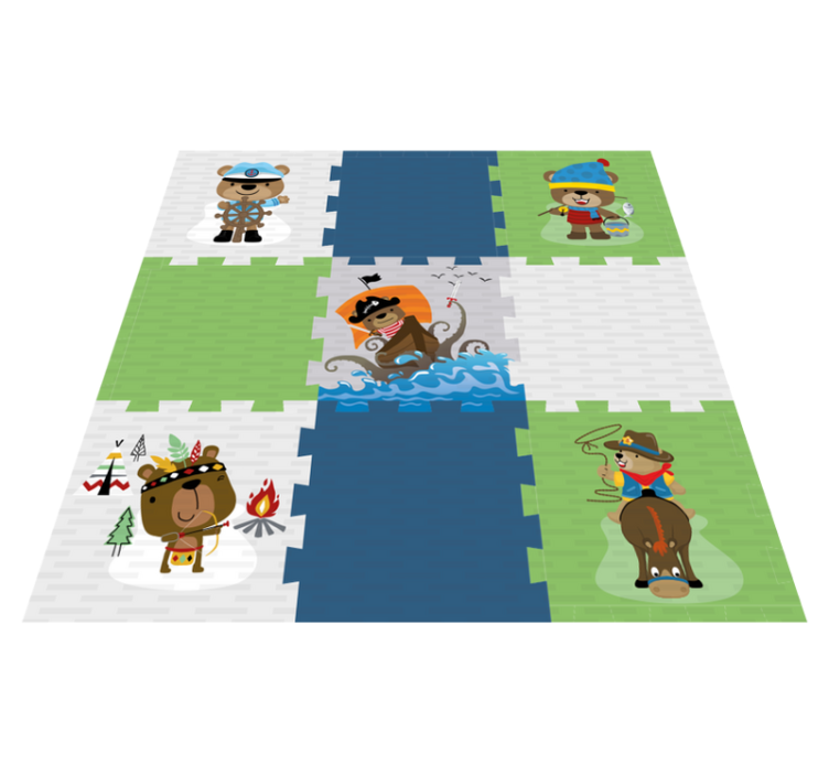 어린 이용 비닐 카펫 귀여운 곰의 모험 - TenStickers