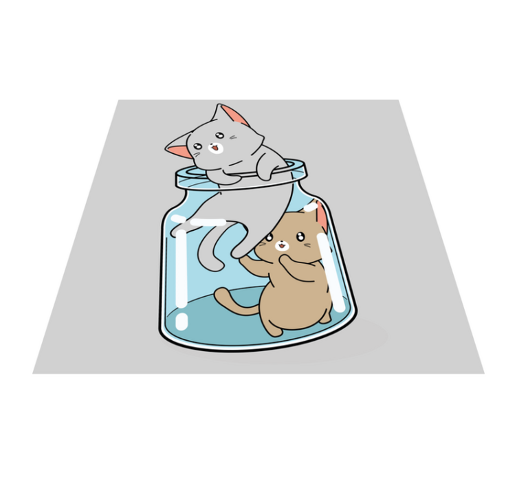 비닐 카펫 동물 귀여운 고양이 항아리 - TenStickers