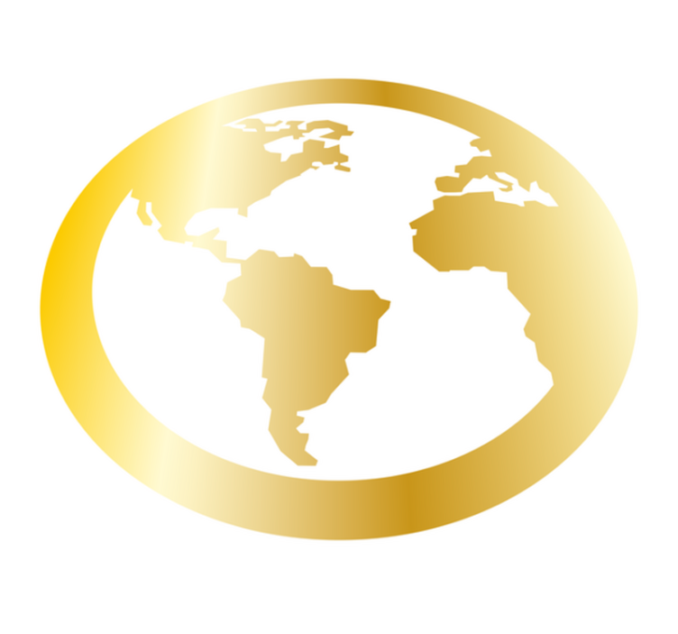 금 세계지도 원형 깔개 - TenStickers