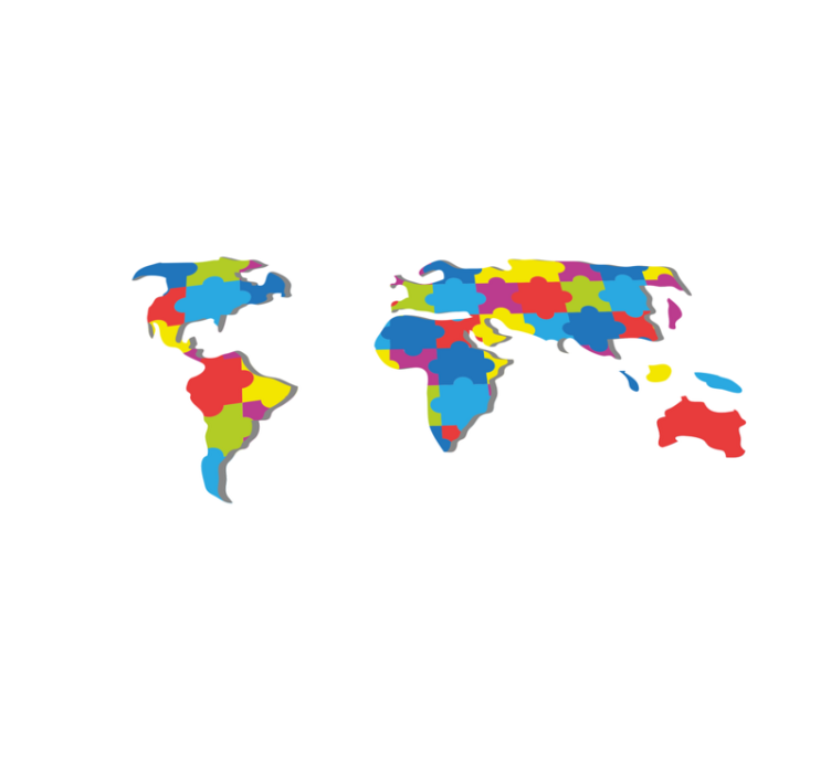 세계 지도 비닐 카펫 다채로운 세계 디자인 - TenStickers