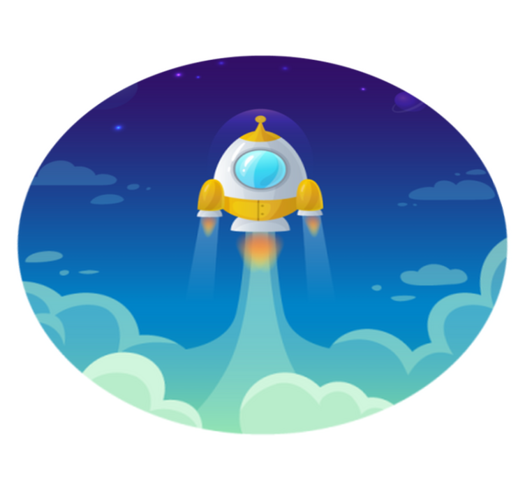 별이있는 비닐 카펫 로켓 발사 장면 - TenStickers