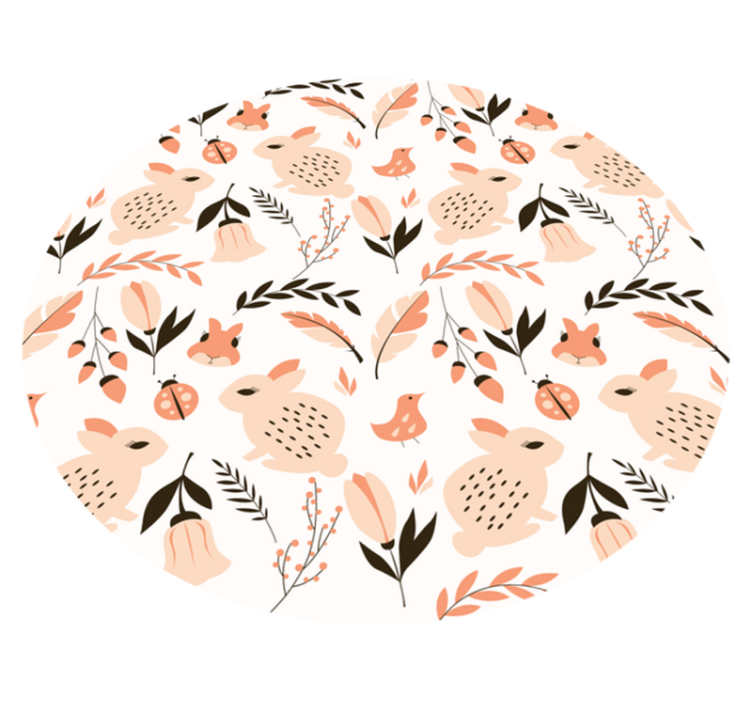 어린 이용 비닐 카펫 부드러운 토끼 꽃무늬 - TenStickers