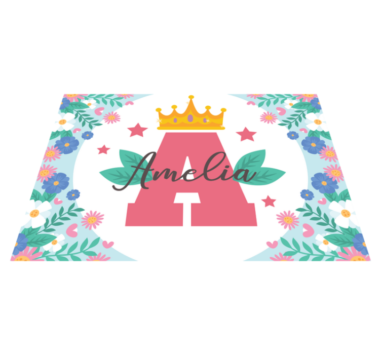 어린 이용 비닐 카펫 왕관 이니셜과 이름 - TenStickers