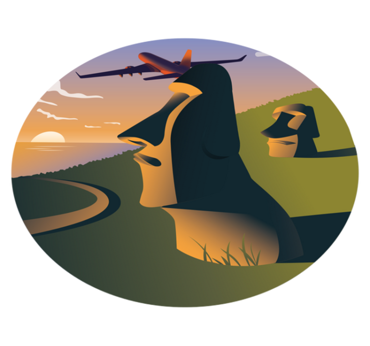 비닐 카펫 게시판 이스터섬 석양 - TenStickers