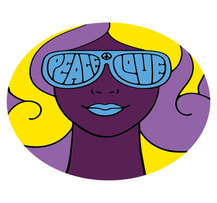 평화와 사랑 안경 소녀 빈티지 양탄자 - TenStickers