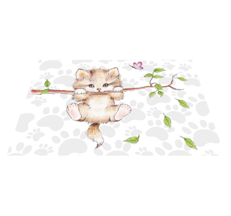 비닐 카펫 동물 귀여운 고양이 매달림 - TenStickers