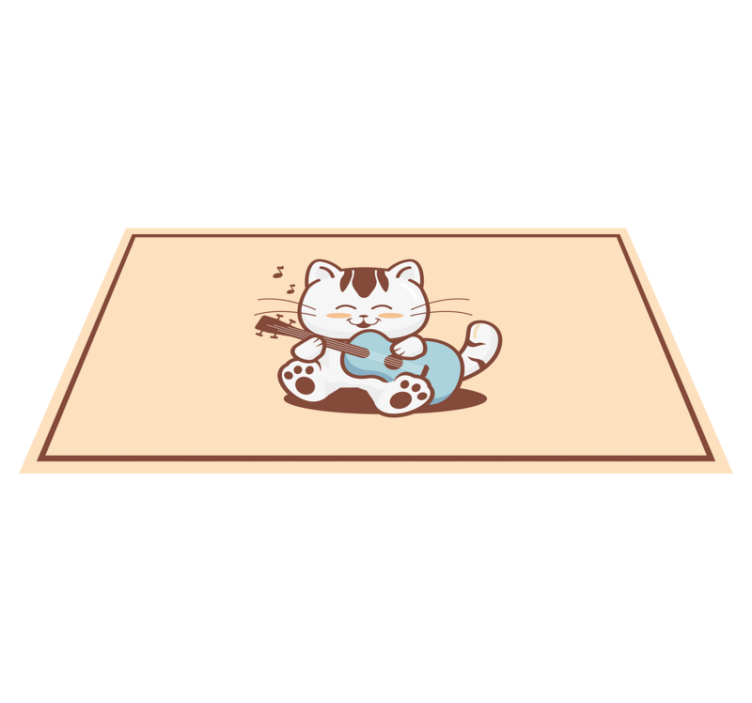 비닐 카펫 동물 행복한 고양이 음악가 - TenStickers