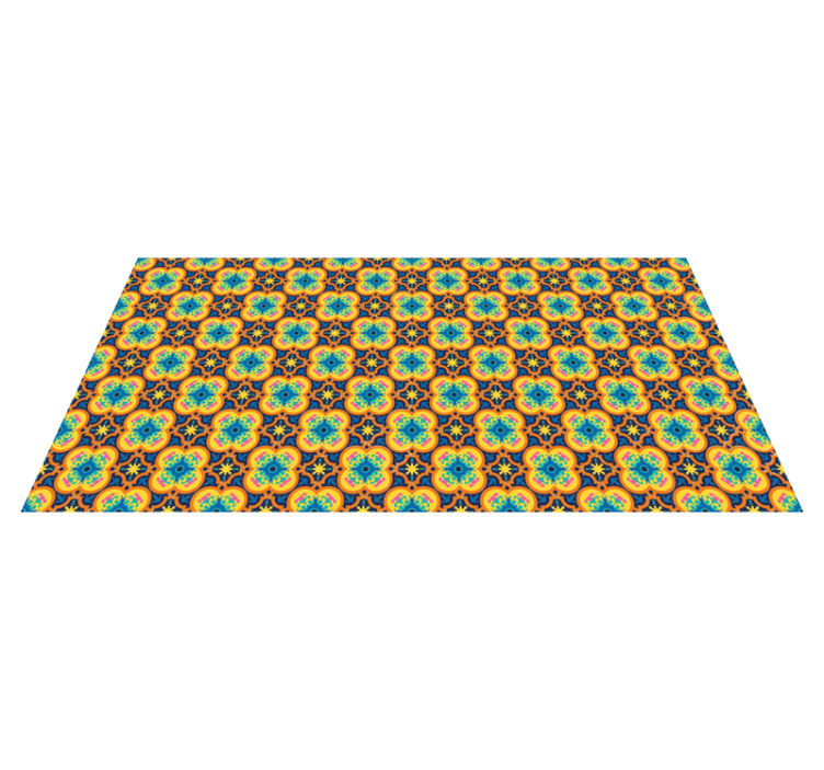 노란색과 파란색 동양 boho 텍스처 카펫 - TenStickers