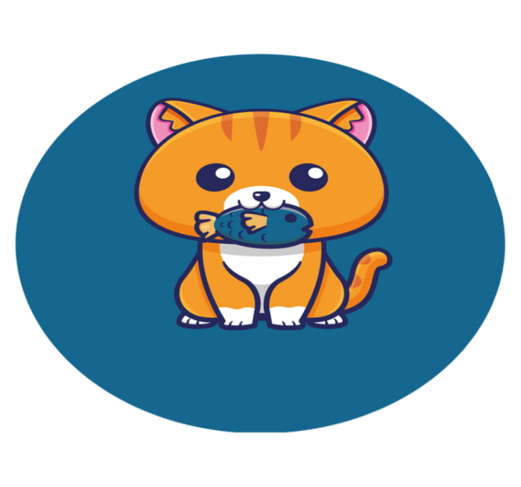 비닐 카펫 동물 만화 고양이 원형 - TenStickers