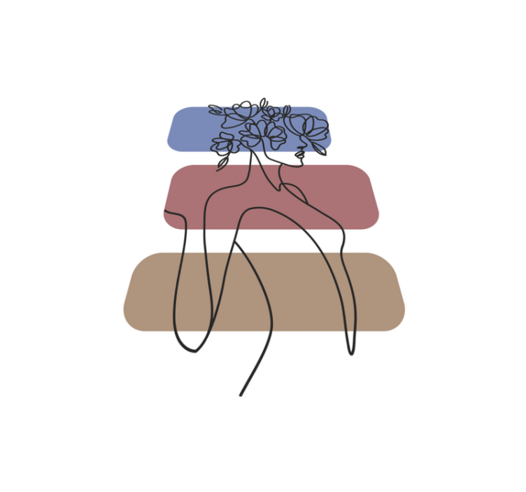 미니멀리스트 효과 비닐 카펫 우아한 식물 윤곽 - TenStickers