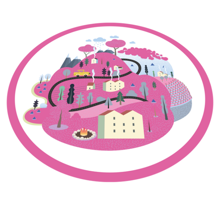 비닐 도로 카펫 다채로운 마을 풍경 - TenStickers