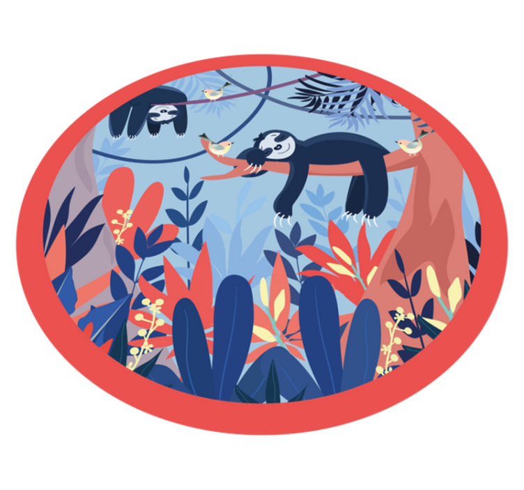 애니멀 프린트 비닐 카펫 나무늘보 정글 풍경 - TenStickers