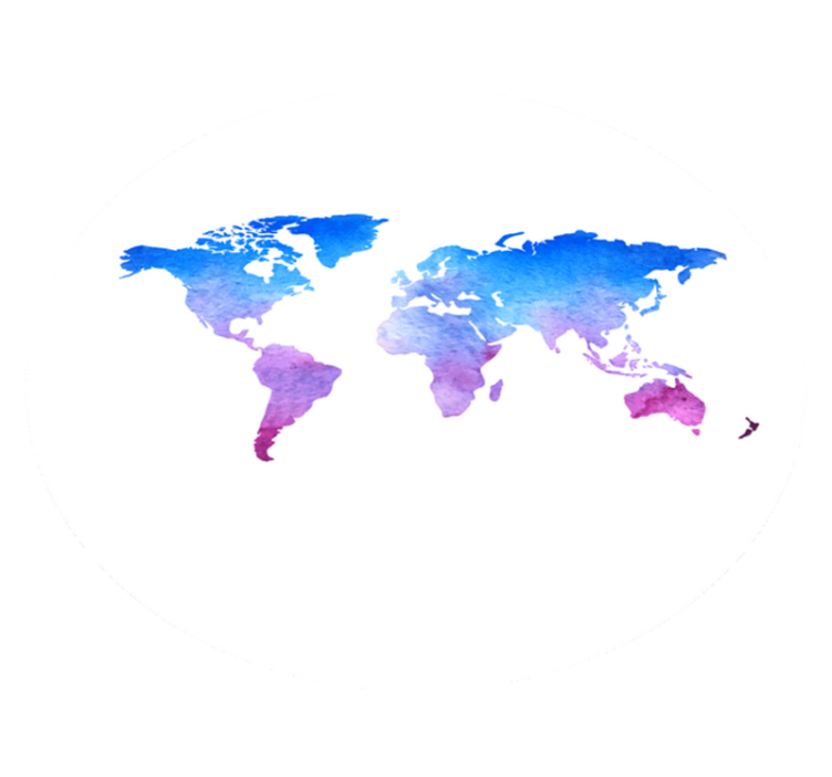 세계 지도 비닐 카펫 원형 수채화 텍스처 - TenStickers