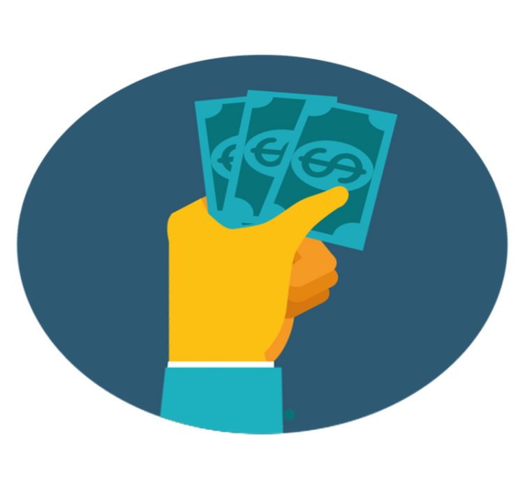 어린 이용 비닐 카펫 현금을 쥐고 있는 손 - TenStickers