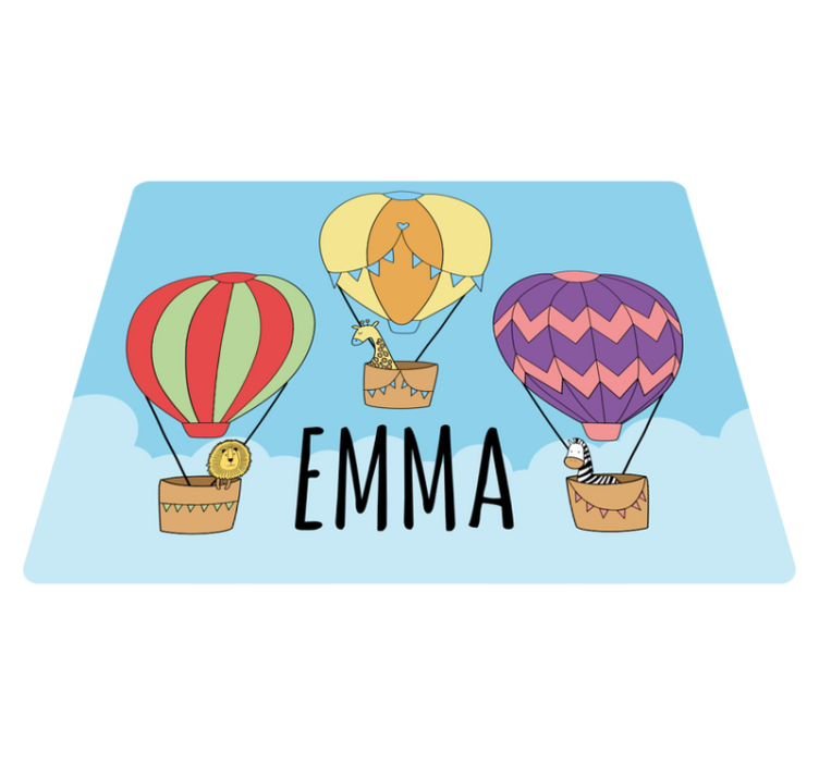 이름이있는 비닐 카펫 다채로운 열기구 - TenStickers