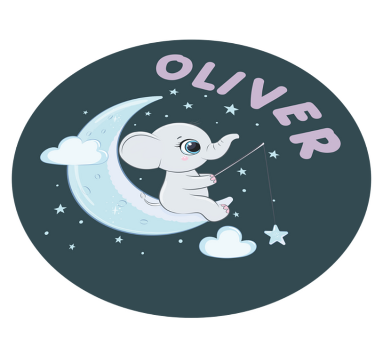 비닐 카펫 보육 달에 있는 코끼리와 이름 - TenStickers