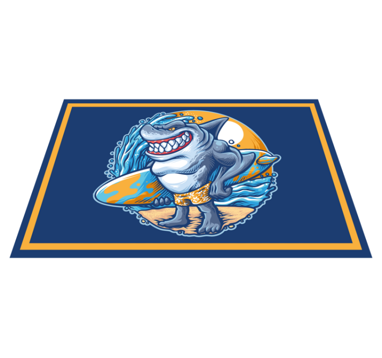 서핑 보드 상어 만화 현대 깔개 - TenStickers