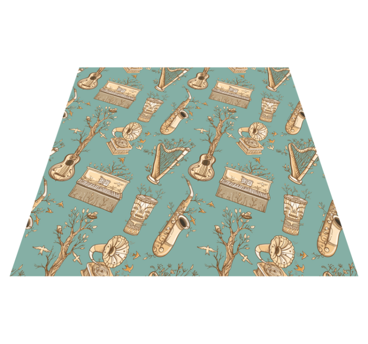 황금 악기 패턴 광장 비닐 깔개 - TenStickers