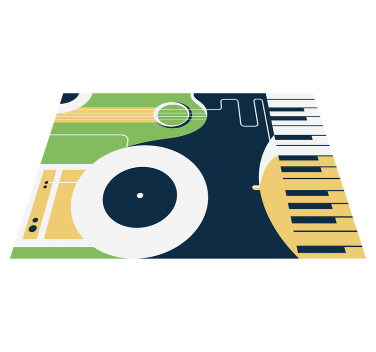 직사각형 비닐 카펫 악기 모티프 - TenStickers