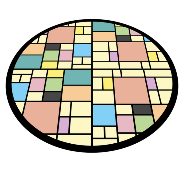 기하학적 효과 비닐 카펫 다채로운 블록 패턴 - TenStickers