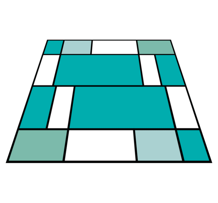 기하학적 효과 비닐 카펫 블루 몬드리안 타일 - TenStickers