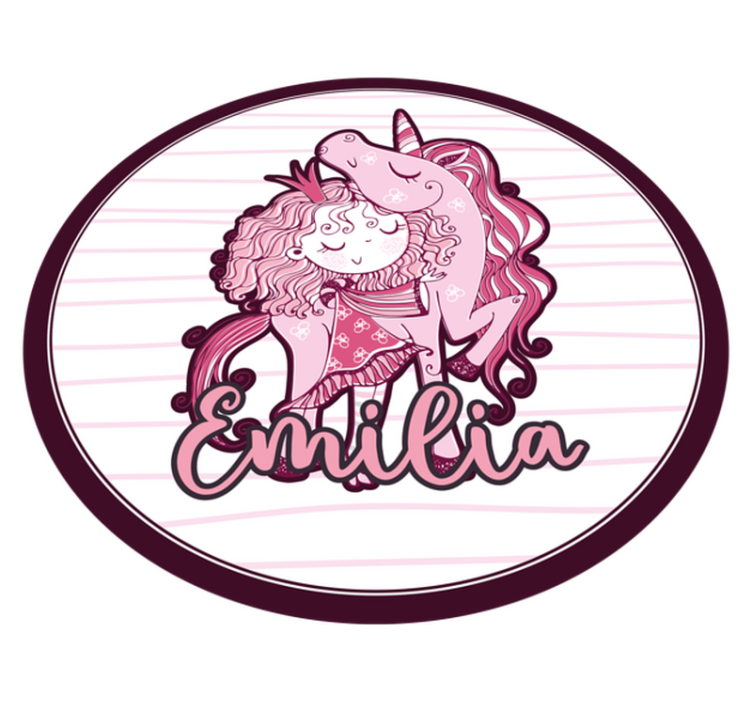 이름이있는 비닐 카펫 귀여운 유니콘 듀오 - TenStickers