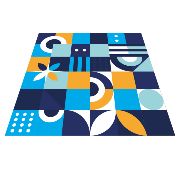 파란색 기하학적 디자인 민족 깔개 - TenStickers