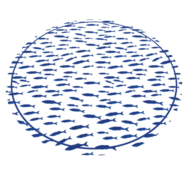 흰색 배경에 파란색 물고기 거실 깔개 - TenStickers